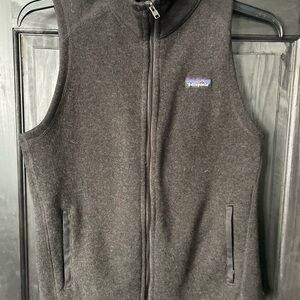 Patagonia Black Fleece Vest with Mountain Logo